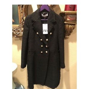 Zara Black Tweed Jacket with Gold Buttons